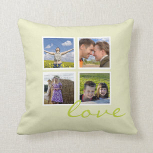 Custom Photo Frame Throw Pillows Collage   Love