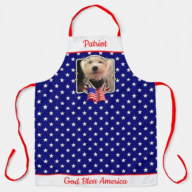 Custom Photo Frame USA American Flag Patriotic Fun Apron (Front)