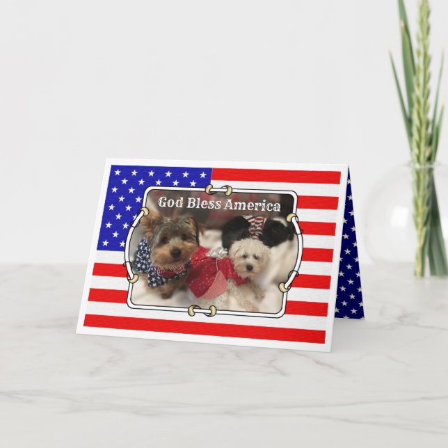Custom Photo Frame USA American Flag Patriotic Fun Card (Front)