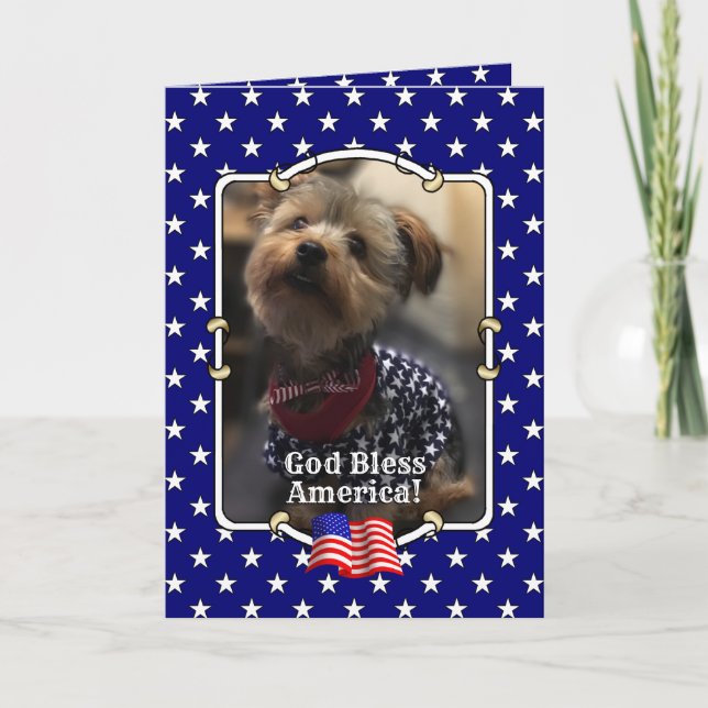 Custom Photo Frame USA American Flag Patriotic Fun Card (Front)