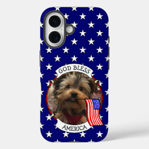 Custom Photo Frame USA American Flag Patriotic Fun iPhone 16 Case