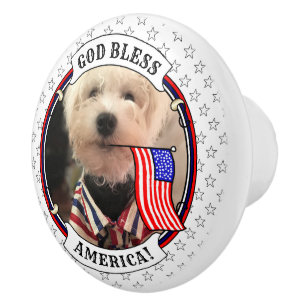 Custom Photo Frame USA American Flag Patriotic Fun Ceramic Knob