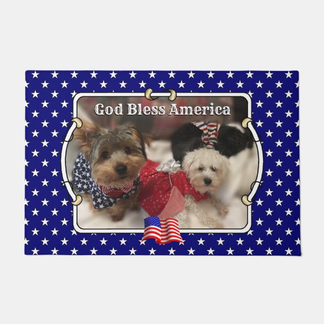 Custom Photo Frame USA American Flag Patriotic Fun Doormat (Front)