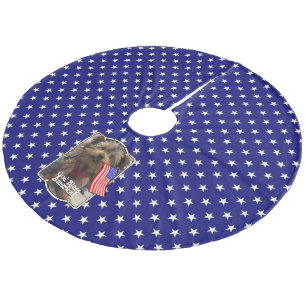 Custom Photo Frame USA American Flag Patriotic Fun Fleece Tree Skirt