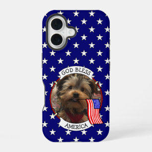 Custom Photo Frame USA American Flag Patriotic Fun iPhone 16 Case