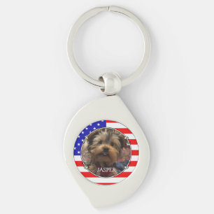Custom Photo Frame USA American Flag Patriotic Fun Key Ring