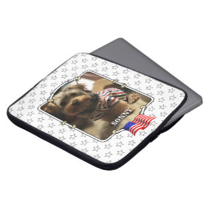 Custom Photo Frame USA American Flag Patriotic Fun Laptop Sleeve