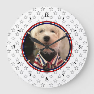 Custom Photo Frame USA American Flag Patriotic Fun Large Clock