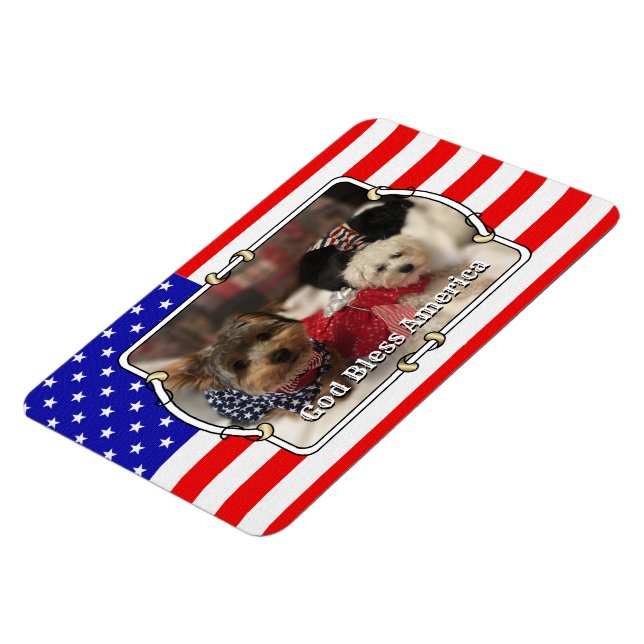 Custom Photo Frame USA American Flag Patriotic Fun Magnet (Left Side)