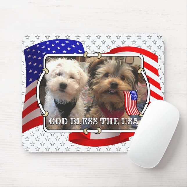 Custom Photo Frame USA American Flag Patriotic Fun Mouse Pad (With Mouse)