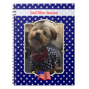 Custom Photo Frame USA American Flag Patriotic Fun Notebook