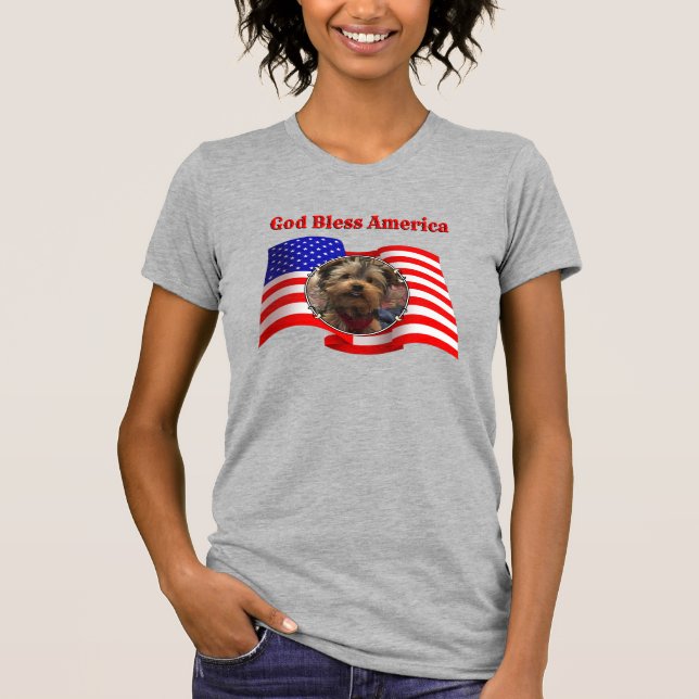 Custom Photo Frame USA American Flag Patriotic Fun T-Shirt (Front)