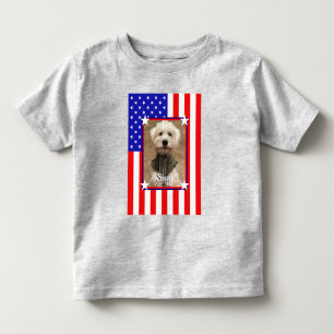 Custom Photo Frame USA American Flag Patriotic Fun Toddler T-Shirt