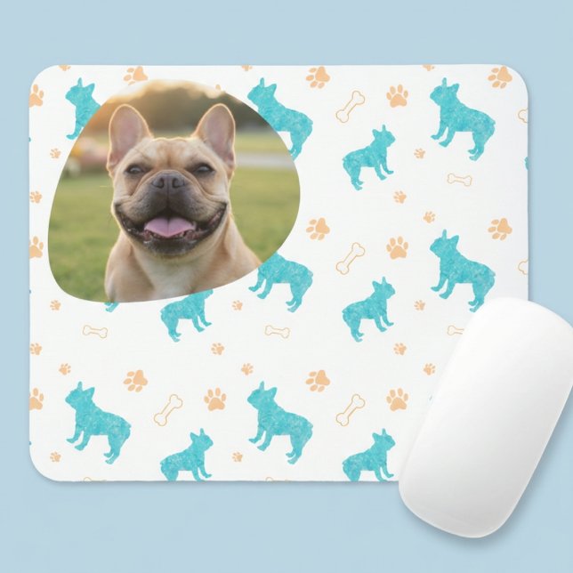 Custom Photo French Bulldog Mouse Pad  Pastel Blue (Creator Uploaded)