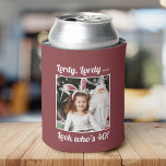 Custom Photo Fun Cool 40th Birthday Red Maroon Can Cooler<br><div class="desc">Customise with your text and photo and wish Happy Birthday with these fun,  unique party favours! Perfect for a 40th birthday party but messages on front and back are fully customisable. Great for any outdoor birthday party,  bachelorette outing,  or any other celebration to create memories!</div>