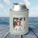 Custom Photo Fun Cool 40th Birthday Sage Can Cooler<br><div class="desc">Customise with your text and photo and wish Happy Birthday with these fun,  unique party favours! Perfect for a 40th birthday party but messages on front and back are fully customisable. Great for any outdoor birthday party,  bachelorette outing,  or any other celebration to create memories!</div>