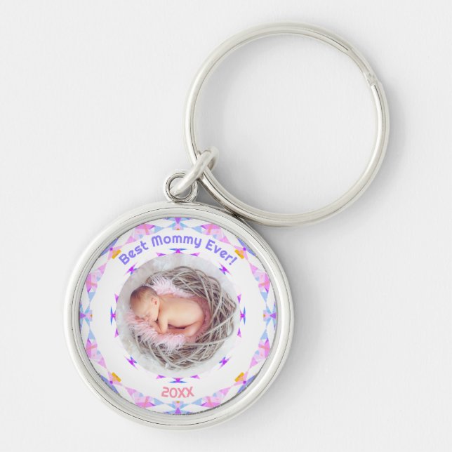 Custom Photo Fun Mother’s Day Best Mummy Ever Gift Key Ring (Front)