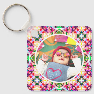 Custom Photo Fun Pink Happy Mother’s Day Keepsake Key Ring