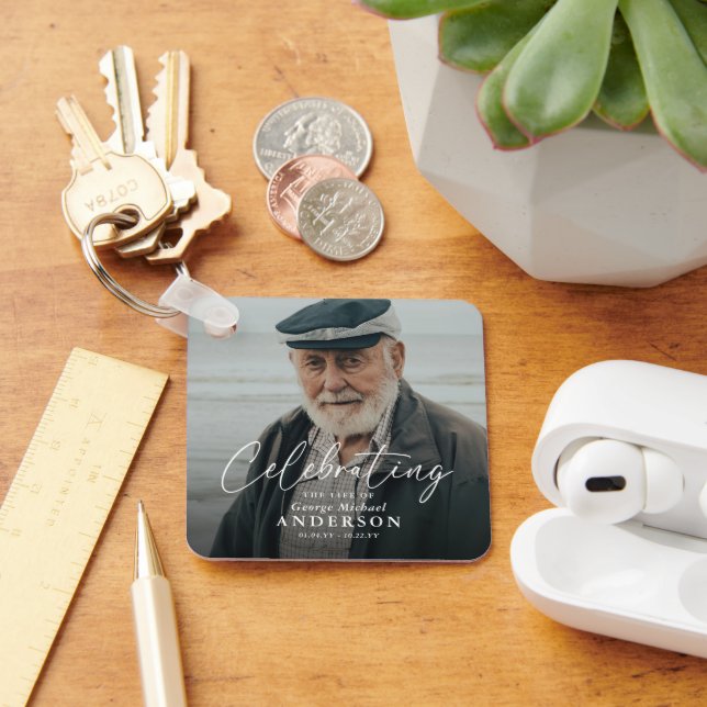 Custom Photo Funeral Sympathy Keepsake Key Ring (Desk)