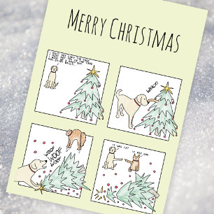 Custom Photo Funny Cat Dog Cartoon Christmas  Holiday Card