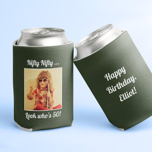 Custom Photo Funny Cool 50th Birthday Can Cooler