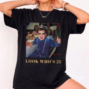 Custom Photo Funny Snapshot Look Who's 21 Birthday T-Shirt