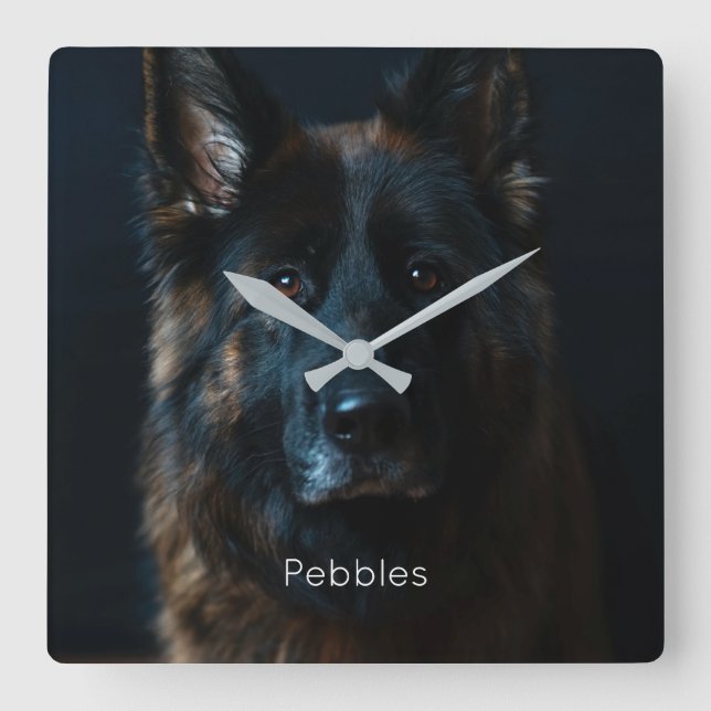 Custom Photo German Shepherd Square Wall Clock (Front)