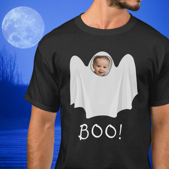 Custom photo ghost boo spooky Happy Halloween fun T-Shirt (Creator Uploaded)