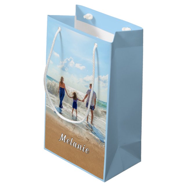 Custom Photo Gift Bag Personalised Name (Back Angled)