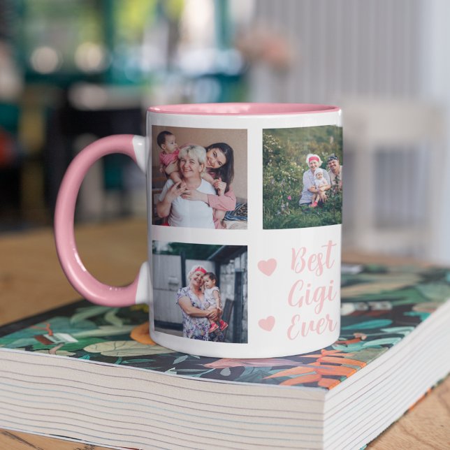 Custom Photo Gift for Gigi – Best Grandma Ever Mug (Pink Best Gigi Ever Grandma Personalized Photo Mug
)