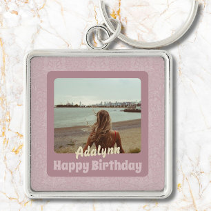 Custom Photo Gifts for 21 Year Old Female Pink Key Ring