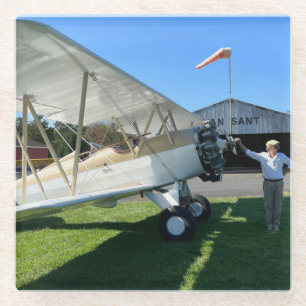 Custom Photo Gifts, Pilot, Aeroplane, Father's Day Glass Coaster