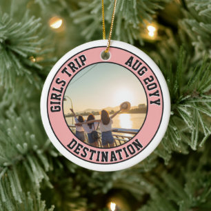 Custom Photo Girls Trip Friends & Family Vacation Ceramic Ornament