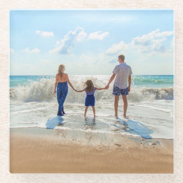 Custom Photo Glass Coaster with Your Photos (Front)