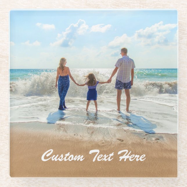 Custom Photo Glass Coaster Your Photos and Text (Front)
