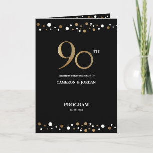 Custom photo Gold Black joint 90th birthday  Program