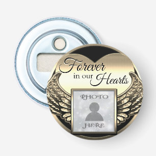 Custom Photo Gold Memorial Heart  Bottle Opener