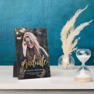 Custom Photo Gold Script Graduation Plaque