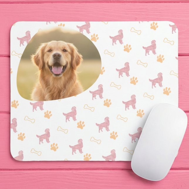 Custom Photo Golden Retriever - Pastel Pink Mouse Pad (Creator Uploaded)