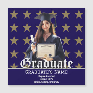 Custom Photo, Golden Stars Graduation Announcement