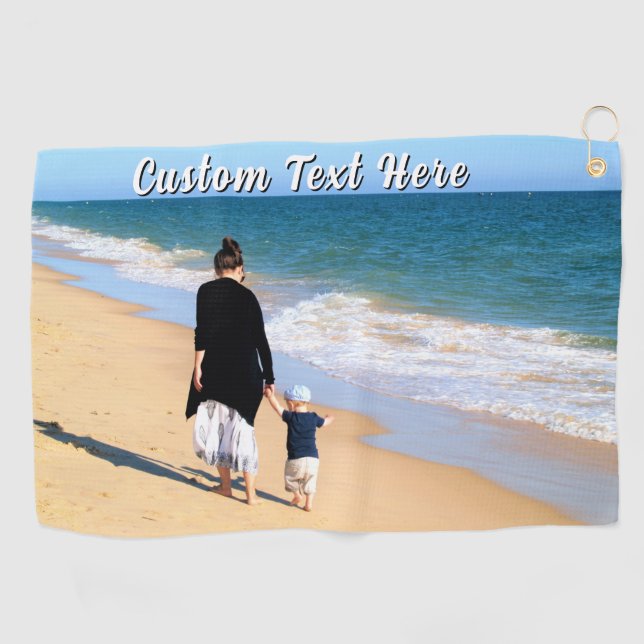 Custom Photo Golf Towel Gift Personalised Text (Horizontal)