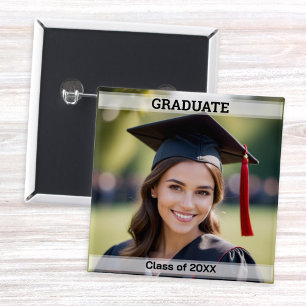 Custom Photo Graduate Class of 20XX Graduation 15 Cm Square Badge
