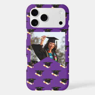 Custom Photo Graduation Diploma Purple Pattern