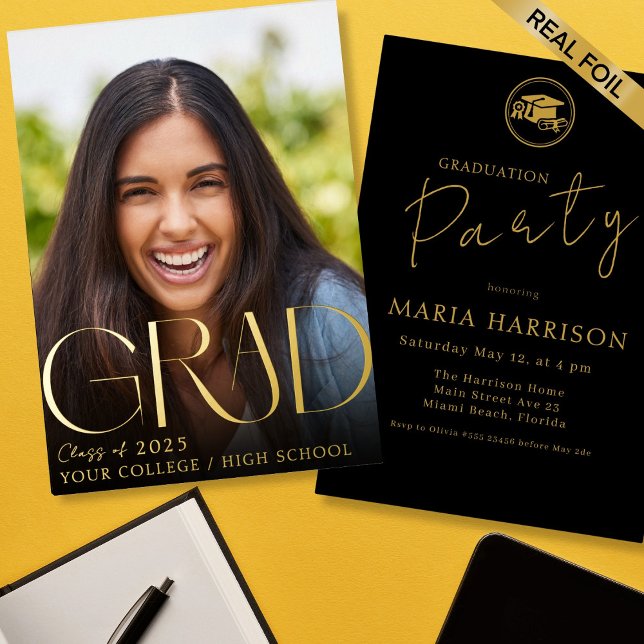 Custom Photo Graduation Gold Foil Invitation (Creator Uploaded)