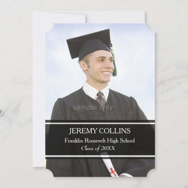 Custom Photo Graduation Personalised Picture Black Invitation (Front)