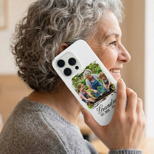 Custom Photo Grandma Established Elegant Script iPhone Case (Custom Photo Grandma Established Elegant Script iPhone Case)