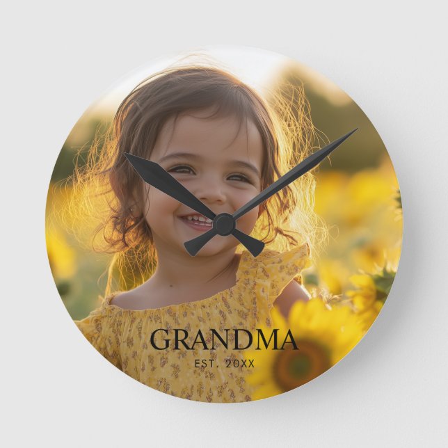 Custom Photo Grandma Round Clock (Front)