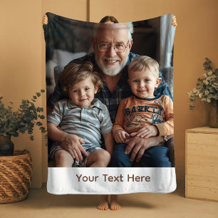 Custom Photo Grandpa Blanket Sherpa Cozy Gift Idea