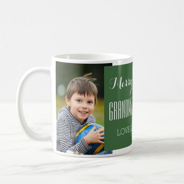 Custom Photo Grandparents Christmas Mug Green (Left)