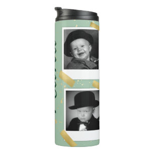 Custom Photo Green Butterflies Floral Mum Grandma  Thermal Tumbler